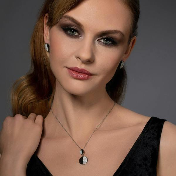 Disc Stud Earrings with Swarovski Crystals - namana.london