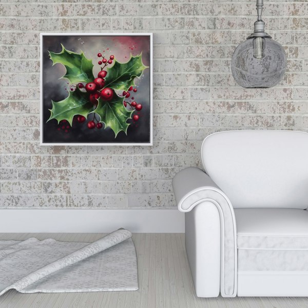 Warren Reed Splash Art Holly Framed Canvas