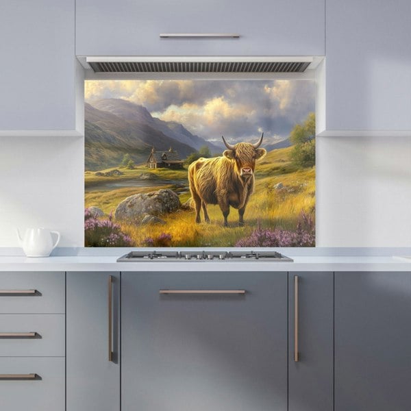 Warren Reed - Designer Springtime Highland Cow Kitchen Splashback