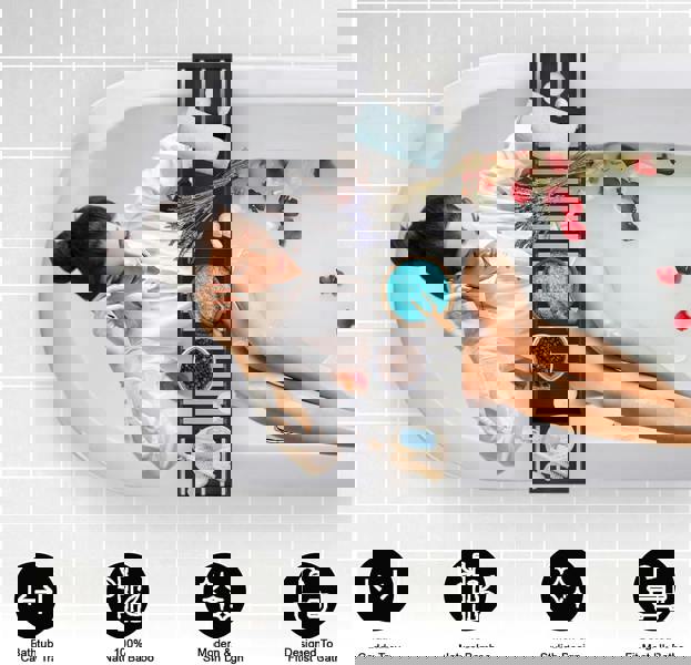 MANTRARAJ Bamboo Bath Caddy Wooden Bathtub Bridge Rack With Storage Shelf Organizer Tray