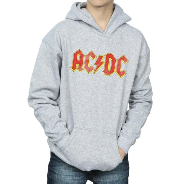 AC/DC Boys Distressed Logo Hoodie - Sports Grey