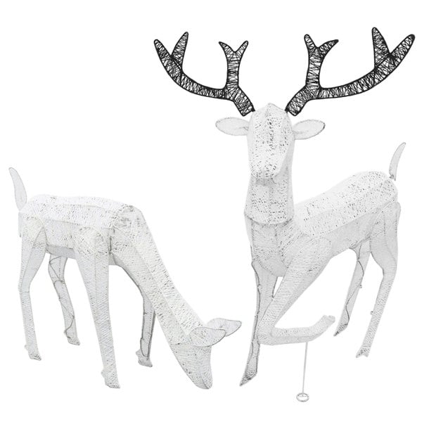 Monstershop Large Light Up Christmas Stag & Doe Reindeer Decoration Set - White