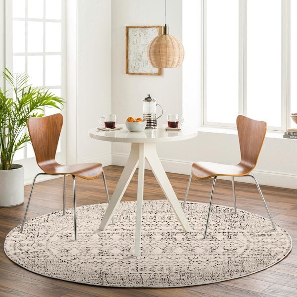 Livabliss Pisa PSS2313 Geometric Grey Off-White Black Rug - 160 cm Round
