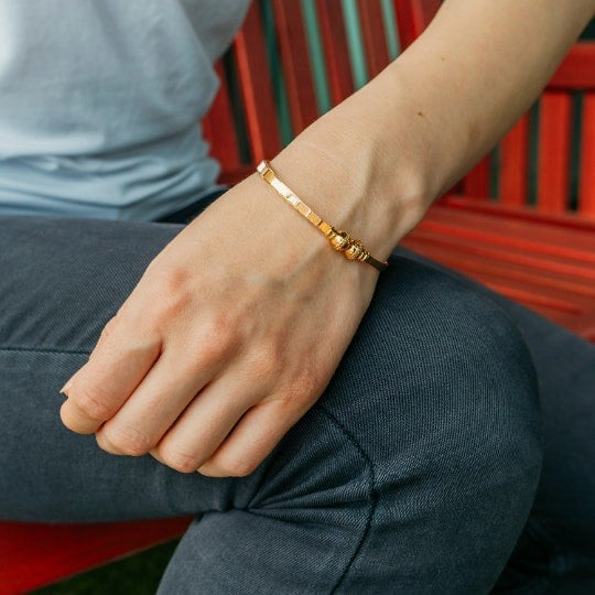 The Colourful Aura Brass Enamel Orange Flat Indian Lightweight Ethnic Stacking Wedding Cuff Bangle