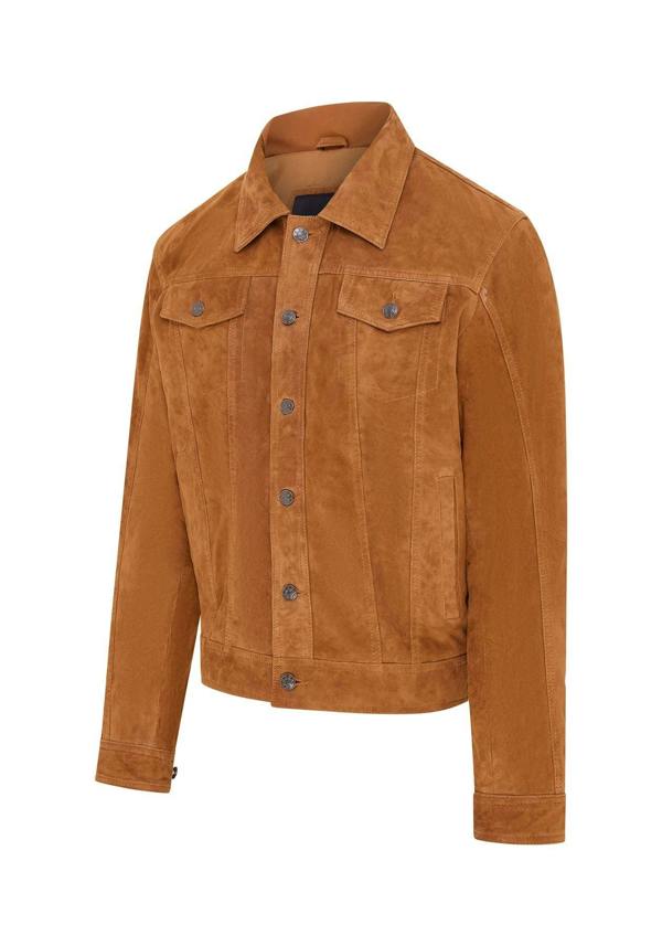 Infinity Leather Mens Goat Suede Leather Jeans Jacket- Nurmes