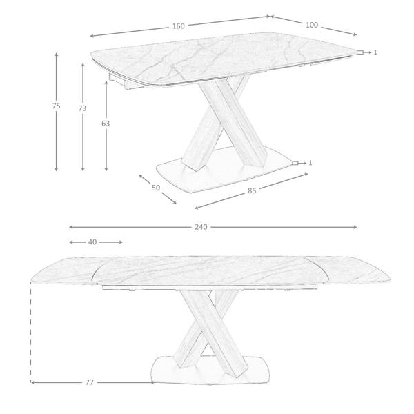 Angel Cerdá Oval extending dining table with porcelain marble and walnut barrel 1149