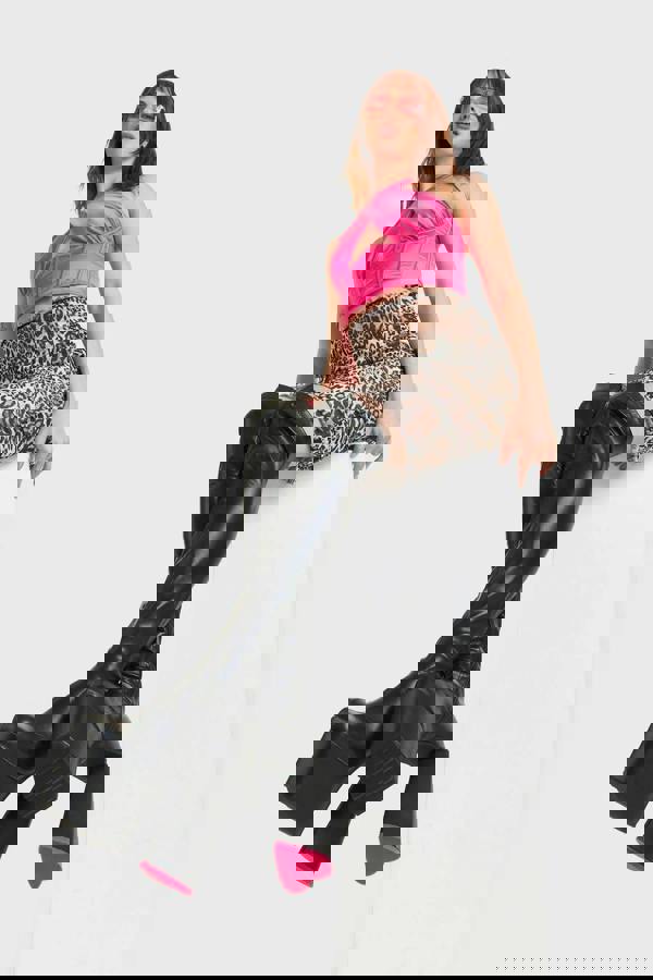 Lamoda Seperate Women’s Stylish High Thigh Platform Boots in Sleek Black PU