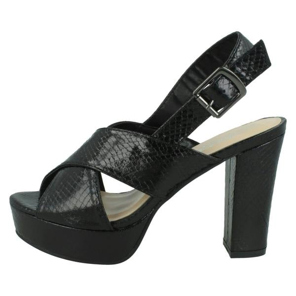 Spot On Ladies High Heeled Chunky Platform Sandals F12019