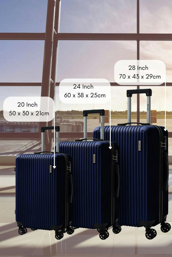 Groundlevel Cosmic Hard Shell 3 Piece Suitcase Luggage Set - Navy