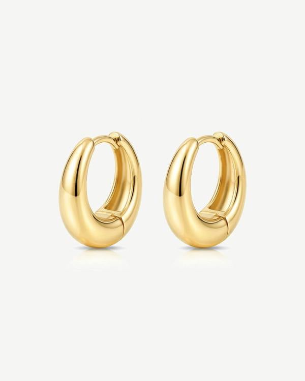 Teardrop Huggie Hoop Earrings in 18k Gold or Silver