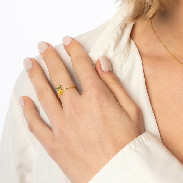 Spero London Pineapple Sterling Silver Adjustable Ring