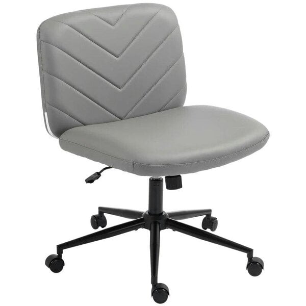 Home Office Desk Chair Height Adjustable Swivel Chair Cross Legged Wide Seat Swivel Wheels Grey