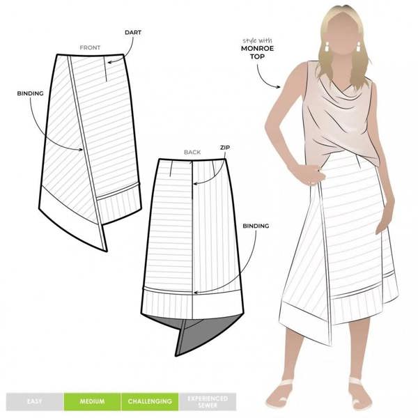 Style Arc Sewing Pattern Quinn Skirt - Skirts for Women - Intermediate
