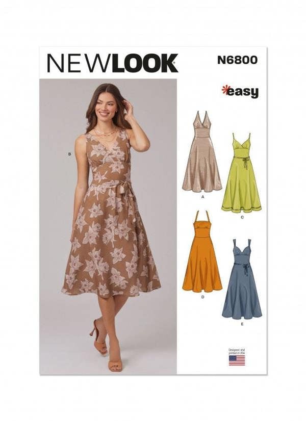 New Look Sewing Pattern 6800, Dresses for Women, A (8-10-12-14-16-18) - Easy