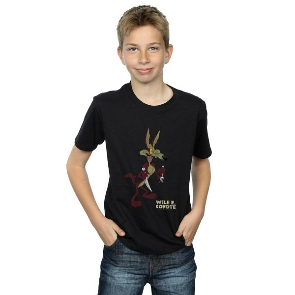 Looney Tunes Boys Wile E Coyote Distressed T-Shirt - Black