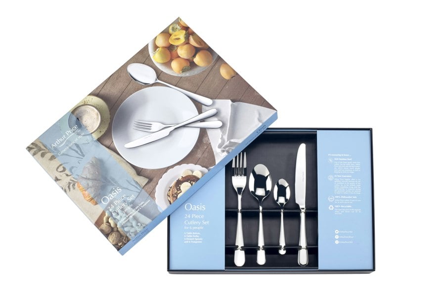 Arthur Price 'Oasis' Stainless Steel 24 Piece 6 Person Gift Boxed Cutlery Set