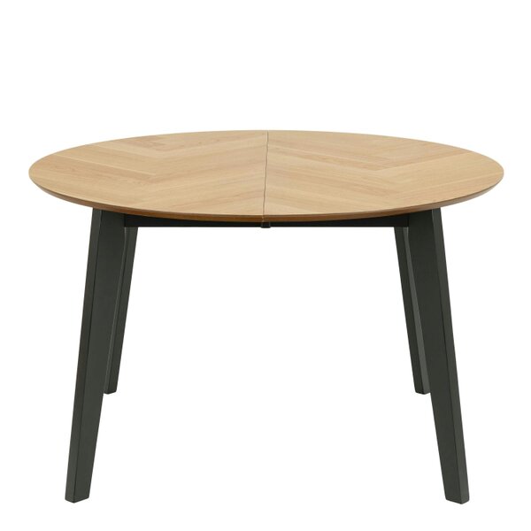 Wyld Haus Hedehusene Natural Oak Wood Round Dining Table Black Legs