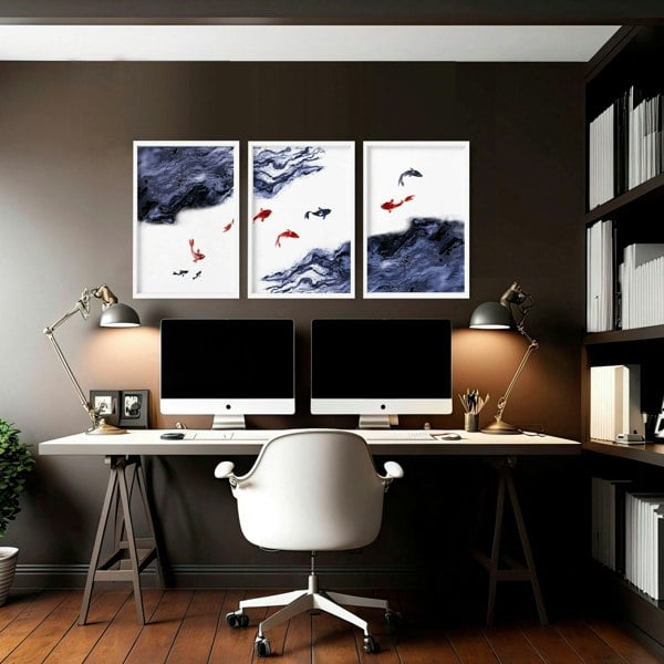 Work office wall art | set of 3 Japanese wall art