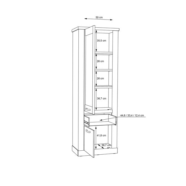 Furniture To Go Corona Narrow Display Cabinet in Artisan Oak