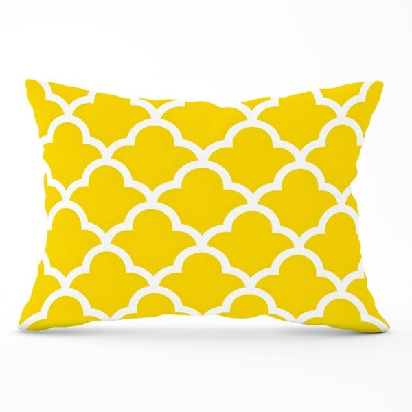 Warren Reed Geometric Yellow Quatrefoil Wave Cushions