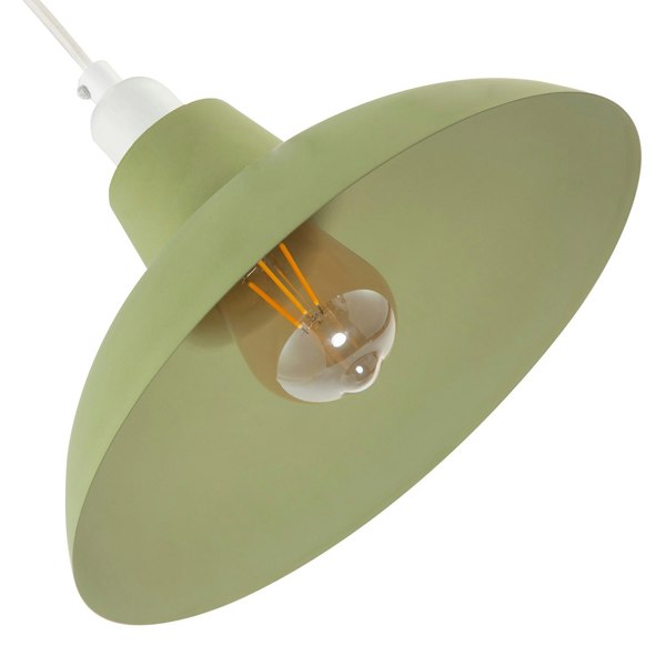 Industrial Retro Designed Matte Olive Curved Metal Pendant Light Shade Image 4