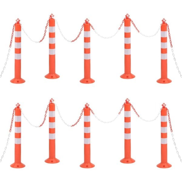 Berkfield Traffic Control Bollards 10 pcs with Chain 75 cm PE