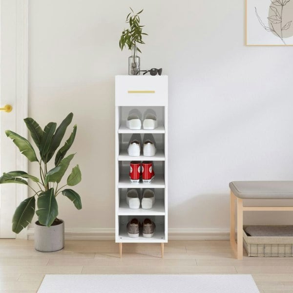 Berkfield Shoe Cabinet High Gloss White 30x35x105 cm Engineered Wood