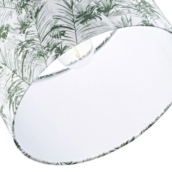 Stylish Forest Green Palm Tree Decorated 12" Linen Fabric Drum Lamp Shade Image 3