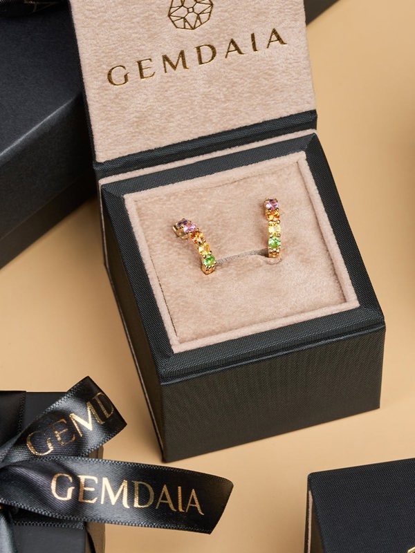 Gemdaia Chunky Rainbow Sapphire Earrings