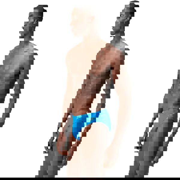 Blue Speedo Endurance Plus 7cm sportsbrief with white logo