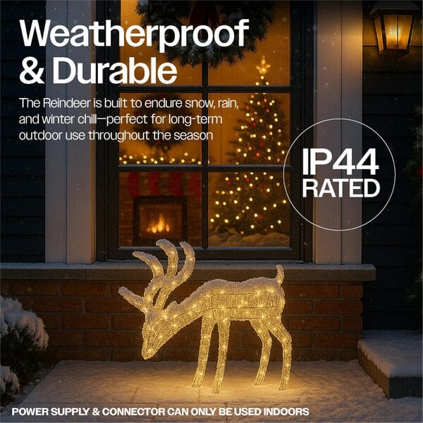 Scotts of Stow Xmas Haus FloorStanding 43CM High Silver LED Christmas Holiday Festive Reindeer