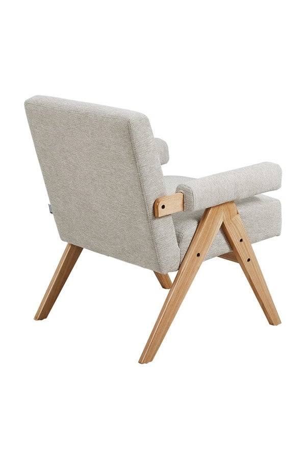 Living and Home Linen Upholsteried Wooden Armchair