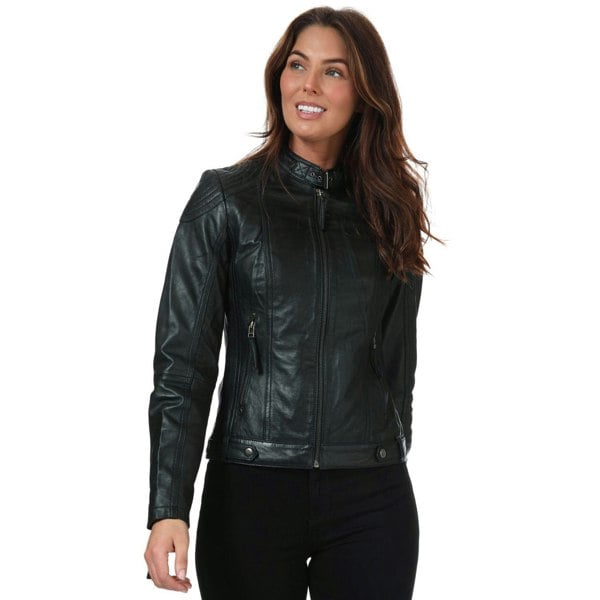 Elle Womens/Ladies Annette Leather Jacket - Black