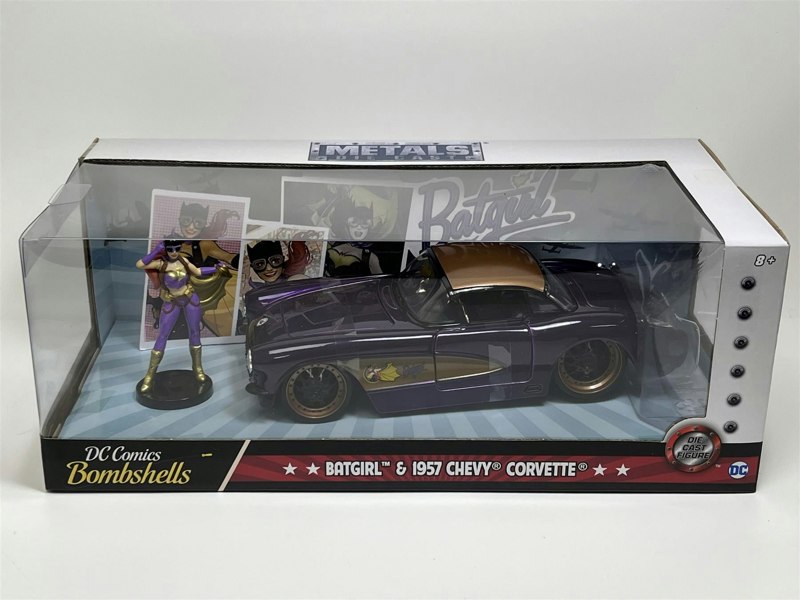 Jada Batgirl Figure and 1957 Chevy Corvette Purple 1:24 Scale Jada 253255007