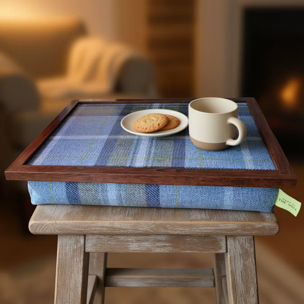 Made in the Mill Luxury Blue Westie Tweed Lap Tray With Bean Bag