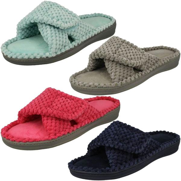 Padders Ladies Padders Cross Detailed Adjustable Mule Slippers Flo