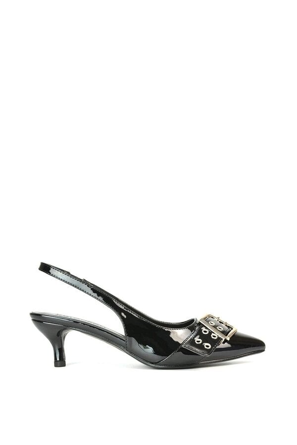 XY LONDON Pointed Toe Kitten Heels With Buckle