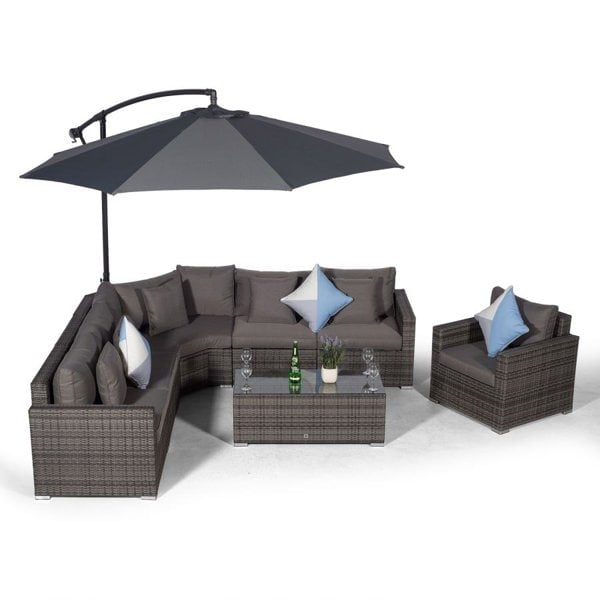Giardino Santorini L Shape Modular 6 Seat Rattan Corner Sofa Set With Armchair & Coffee Table