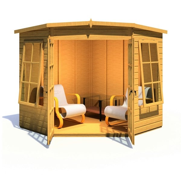 Shire Hampton 7x7 Corner Summerhouse 12mm Interlock Cladding - Best Shed