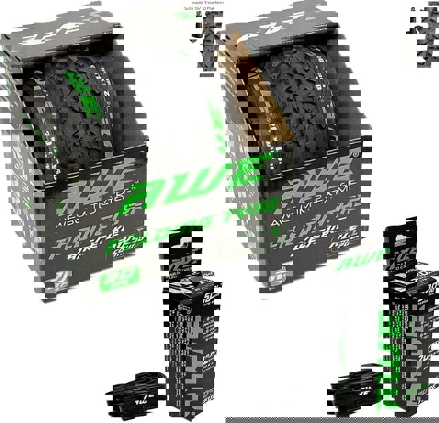 Awe 1 x AWERide Folding Tyre 20 x 1.95 cm MTB and 1 x AWE Inner Tube 20" x 1.75-2.125 Schrader Valve