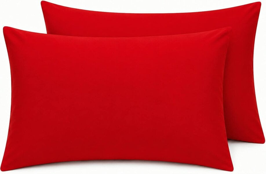Night Zone 200 Thread Count Egyptian Cotton Pillowcases Pair – Hotel Quality Bed Linen - Red - House Wife Pillow Cases