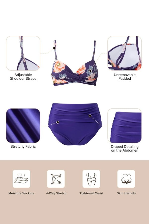 Modishion High-waisted Two-Piece Swimsuit Set