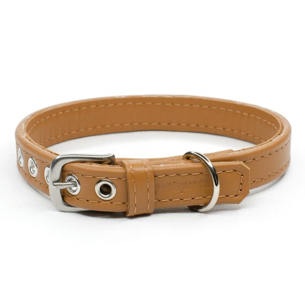 tan leather dog collar - Petiquette Collars