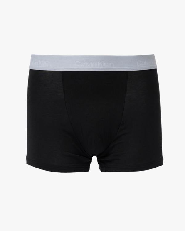 Calvin Klein 3 Pack Icon Cotton Stretch Mens Relaxed Fit Trunks - Black Bodies W/ Poseidon Blue/Plein