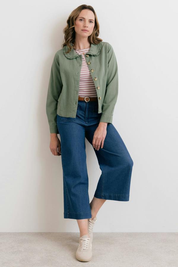 Lily & Me Rebecca Ruffle Collar Jacket Laurel Green