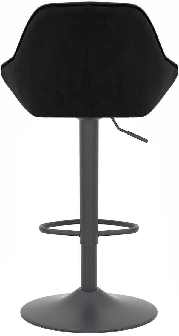 Lamboro Velluto Velvet Kitchen Bar Stool, Matt Black Stem & Base, Adjustable Gas Lift With Backrest, Breakfast Bar Stool - Black