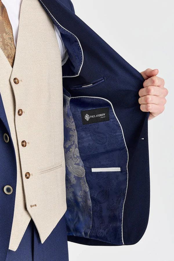 Paul Andrew Belmont Navy Suit with Belmont Beige Waistcoat