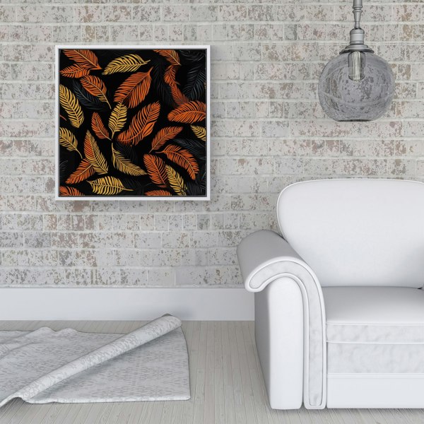 Warren Reed Orange Feather Leaves Framed Canvas