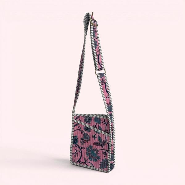 Hayley & Co Mini Cross Body Bag - Pink Block Print Floral