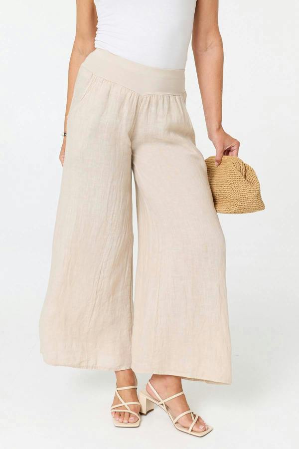 Linen | High Waist Relaxed Flared Trousers